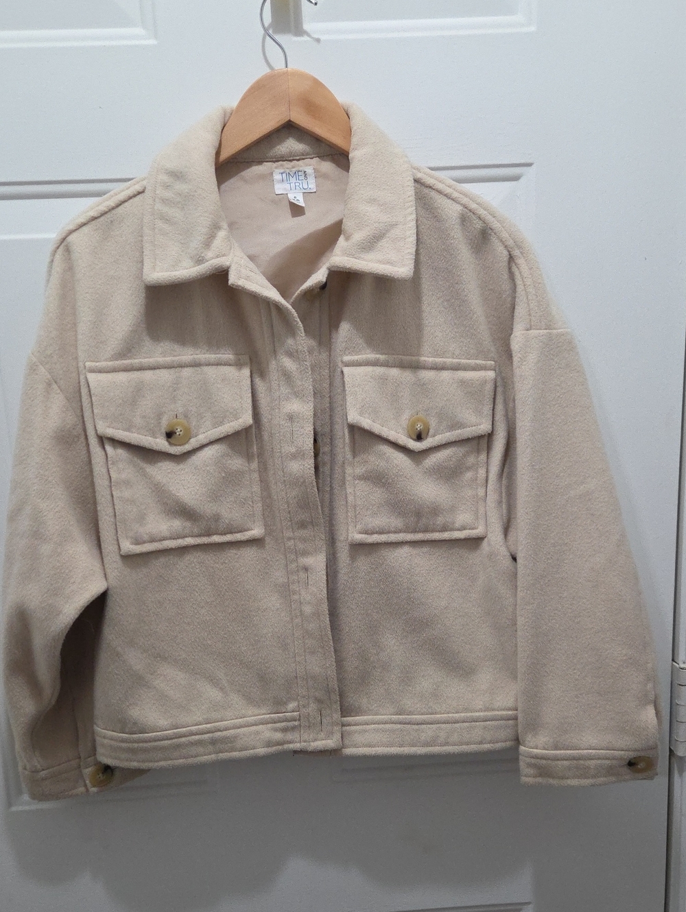 Time & True Cream Jacket with Front & Side Pockets S